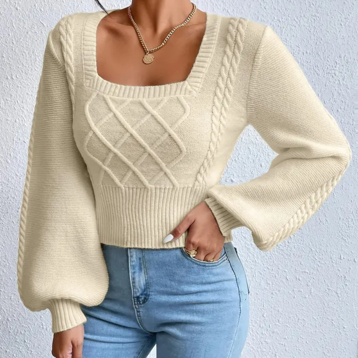 AAYLA - Stilvoll Pullover Mit Quadratischem Kragen Für Damen