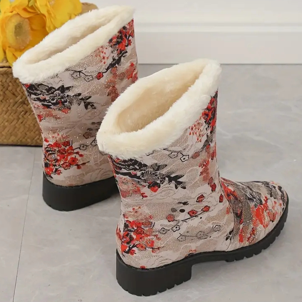 BRIELLA - Modische Blumen Schneestiefel für Damen